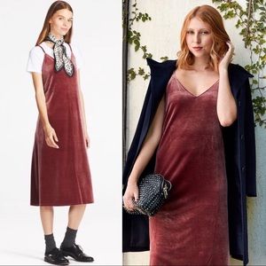 NWT Uniqlo magenta velvet midi dress